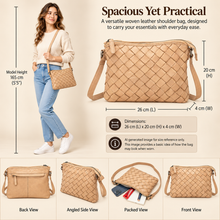 Load image into Gallery viewer, Greenwood Leather Mila Diamond Weave Crossbody Bag ~ Beige