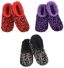Load image into Gallery viewer, Slumbies® Cosy Women's Slippers ~ Sequin Glam Red