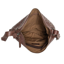 Load image into Gallery viewer, Greenwood Leather Winslow Vintage Woven Shoulder Bag ~ Brown