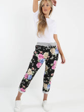 Load image into Gallery viewer, Italian Stretch Cotton Trousers ~ Night Flowers