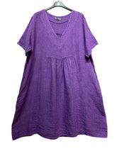 Load image into Gallery viewer, Colette Plain Heavy Linen Dress ~ Violet