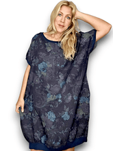 Load image into Gallery viewer, HELGA MAY Italian Linen Elastic Hem 'Twirl' Dress ~ Navy