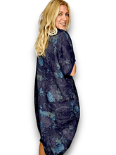 Load image into Gallery viewer, HELGA MAY Italian Linen Elastic Hem 'Twirl' Dress ~ Navy