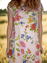Load image into Gallery viewer, Helga May Italian Linen Slim Fit 'Bloom' Dress ~ Salmon