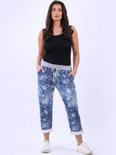 Load image into Gallery viewer, Italian Stretch Cotton Trousers ~ Denim Look Flora