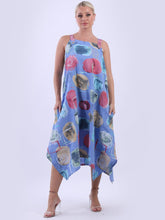 Load image into Gallery viewer, Italian Strappy Abstract Denim Linen Dress Sz 10-16