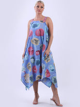 Load image into Gallery viewer, Italian Strappy Abstract Denim Linen Dress Sz 10-16