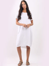 Load image into Gallery viewer, Made in Italy Classic Shift Plain Linen Dress ~ White