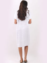 Load image into Gallery viewer, Made in Italy Classic Shift Plain Linen Dress ~ White