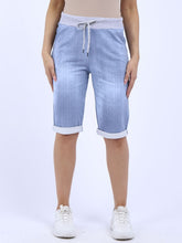 Load image into Gallery viewer, Italian Stretch Cotton Shorts Denim Look Light Blue