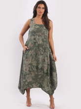 Load image into Gallery viewer, Made in Italy Square Neck Sleeveless Soft Floral Maxi Dress ~ Khaki