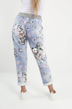 Load image into Gallery viewer, Italian Stretch Cotton Trousers ~ Floral Light Blue