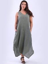 Load image into Gallery viewer, Made in Italy V Neck Sleeveless Plain Maxi Dress ~ Khaki