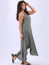 Load image into Gallery viewer, Made in Italy V Neck Sleeveless Plain Maxi Dress ~ Khaki