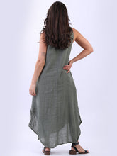 Load image into Gallery viewer, Made in Italy V Neck Sleeveless Plain Maxi Dress ~ Khaki