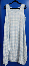Load image into Gallery viewer, Colette Italian Made Linen Sleeveless Gingham Dress ~ Pale Sky