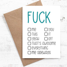Load image into Gallery viewer, F*ck {tick box} - Greeting Card - 100% recycled