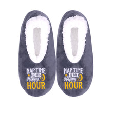 Load image into Gallery viewer, SnuggUps® Cosy Women's Slippers ~ Nap Time Is My Happy Hour