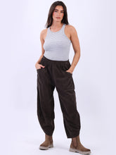 Load image into Gallery viewer, Italian Made Barrel Leg Corduroy Trousers ~ Chocolate