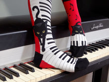 Load image into Gallery viewer, Piano Cat - Knee Highs by Modsocks