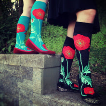 Load image into Gallery viewer, Bold Poppies, Lake - Knee Highs by Modsocks