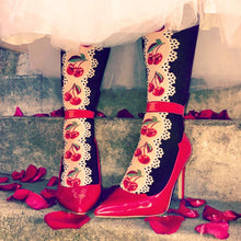 Load image into Gallery viewer, Cherries and Lace - Knee Highs by Modsocks