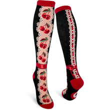 Load image into Gallery viewer, Cherries and Lace - Knee Highs by Modsocks