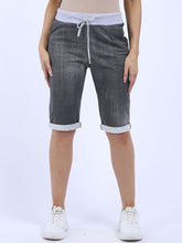 Load image into Gallery viewer, Italian Stretch Cotton Shorts Denim Look Charcoal