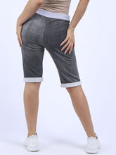 Load image into Gallery viewer, Italian Stretch Cotton Shorts Denim Look Charcoal