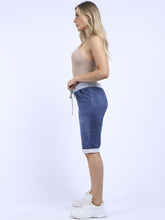 Load image into Gallery viewer, Italian Stretch Cotton Shorts Denim Look Blue