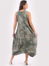 Load image into Gallery viewer, Made in Italy Square Neck Sleeveless Soft Floral Maxi Dress ~ Khaki