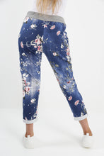 Load image into Gallery viewer, Italian Stretch Cotton Trousers ~ Floral Blue