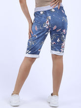 Load image into Gallery viewer, Italian Stretch Cotton Shorts Floral Blue