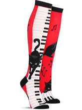 Load image into Gallery viewer, Piano Cat - Knee Highs by Modsocks