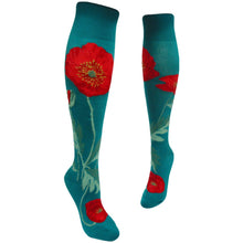 Load image into Gallery viewer, Bold Poppies, Lake - Knee Highs by Modsocks