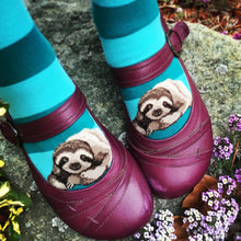 Load image into Gallery viewer, Sloth Stripe - Teal - Knee Highs by Modsocks