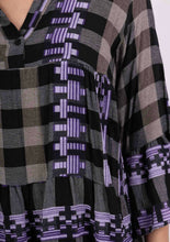 Load image into Gallery viewer, Colette Cotton Check Dress ~ Black/Purple
