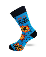 Load image into Gallery viewer, I Do All My Own Stunts ~ Mens Crew Socks by Fazdaz
