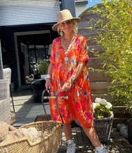 Load image into Gallery viewer, Colette Italian Made Linen Rose Dress ~ Khaki
