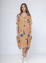 Load image into Gallery viewer, Colette Italian Made Linen Blue Rose Dress ~ Fuschia
