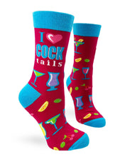 Load image into Gallery viewer, I Love Cocktails ~ Ladies Crew Socks by Fazdaz
