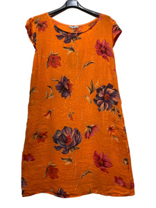 Colette Italian Made Linen Slim Fit Dress ~ Flora White