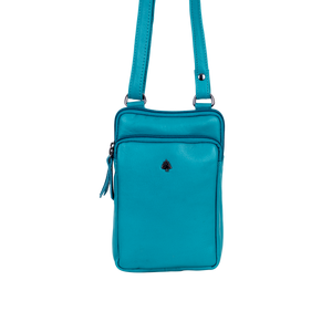 Greenwood Leather Gail Compact Crossbody Bag ~ Turquoise