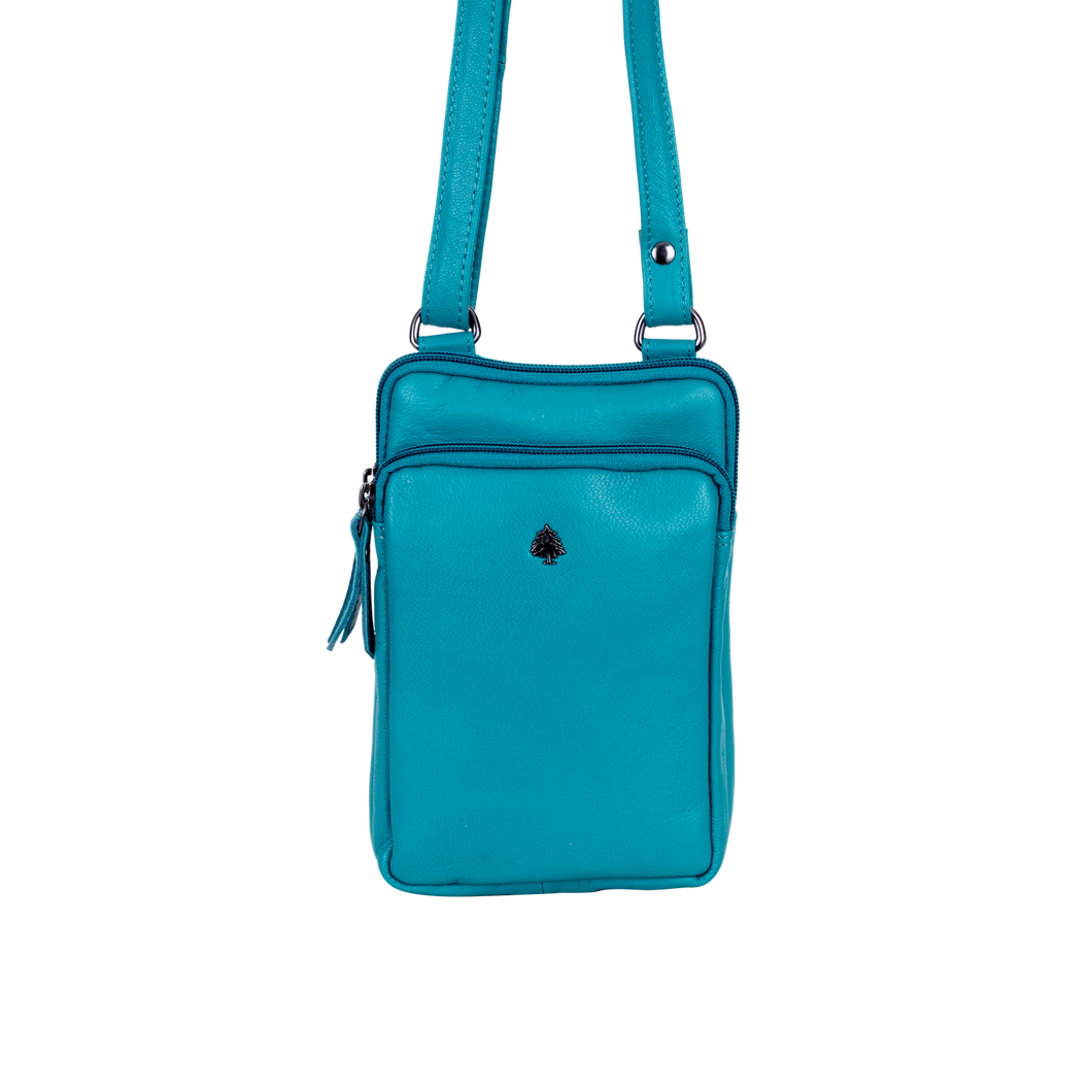 Greenwood Leather Gail Compact Crossbody Bag ~ Turquoise