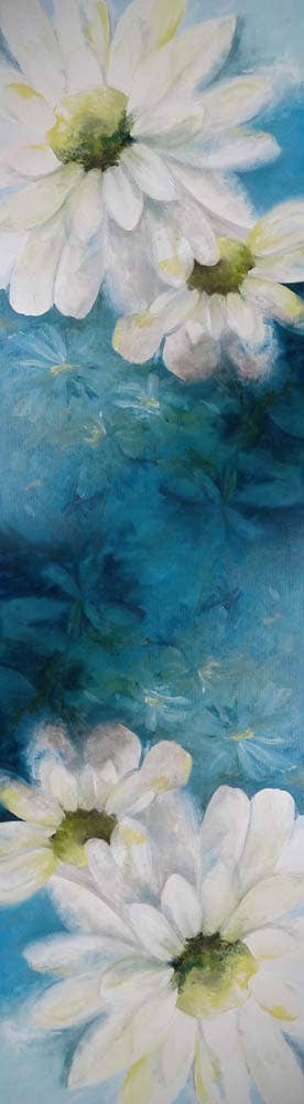 Daisy on Blue Cotton/Modal Designer Scarf