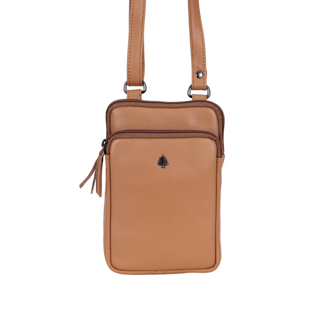 Greenwood Leather Gail Compact Crossbody Bag ~ Caramel