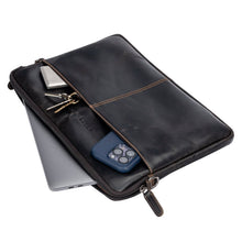 Load image into Gallery viewer, Greenwood Leather Montreal Laptop Bag with Strap 15"-16" ~ Brown
