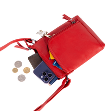 Load image into Gallery viewer, Greenwood Leather Helen Compact Crossbody Bag ~ Red
