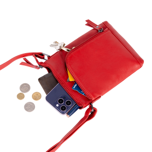 Greenwood Leather Helen Compact Crossbody Bag ~ Red