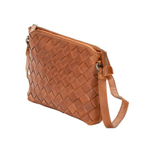 Load image into Gallery viewer, Greenwood Leather Mila Diamond Weave Crossbody Bag ~ Cognac

